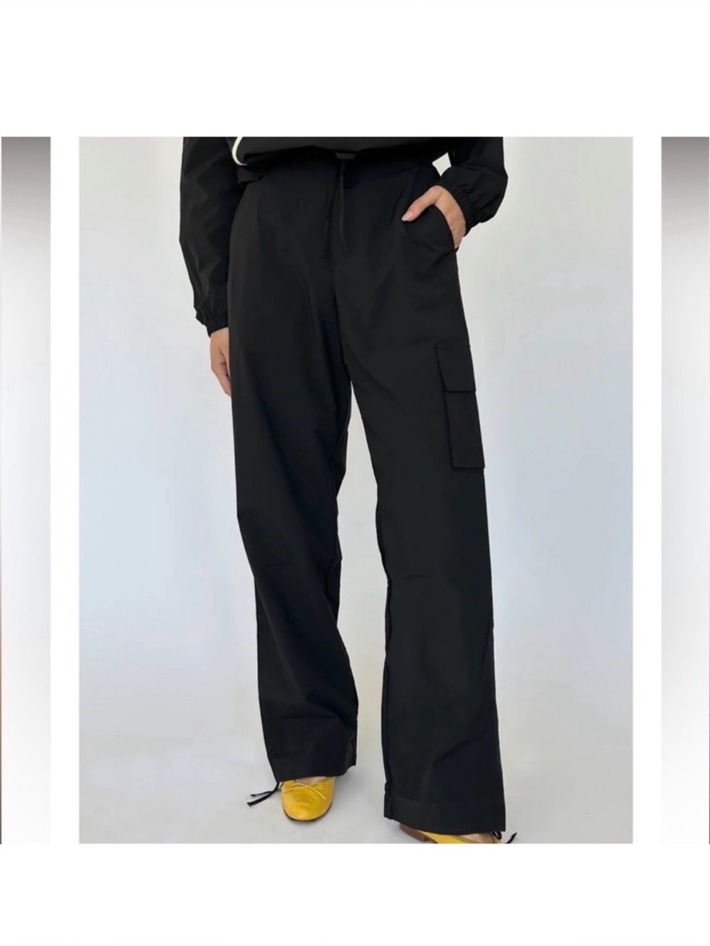 Donni Nylon Cargo Pants Size Large Black